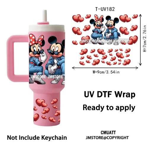 Baby Princess Cartoon Couple Custom UV DTF Stickers Print Tumbler Wraps Ready to Transfer Waterproof For Mini Tumbler Keychain