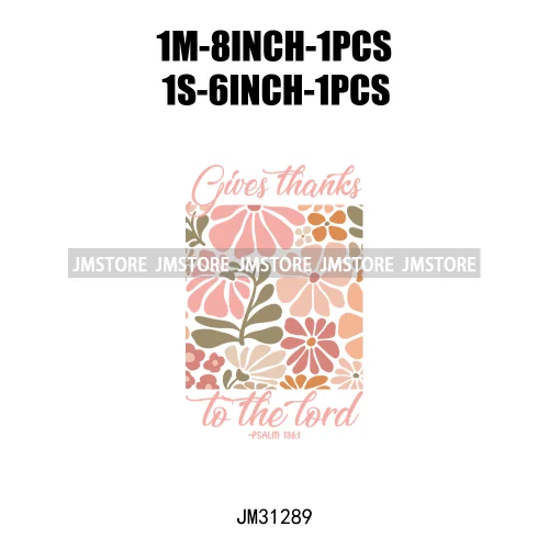 Give Thanks To The Lord Thanksgiving Bible Verse Jesus Fall Pumpkin Coquette Season Iron On DTF Transfers Stickers For Clothing