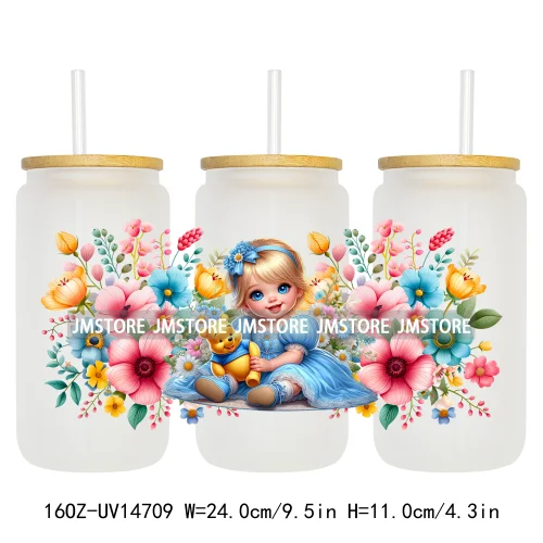 Magical Princess Bow Cartoon Girl 16OZ UV DTF Cup Wraps Ready To Apply Waterproof Transfer Stickers For Libbey Glass Can Tumbler