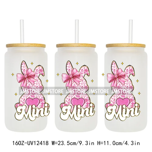 He Is Risen Christian Easter 16OZ UV Cup Wrap DTF Transfer Stickers For Libbey Glass Can Cups Tumbler Girly Happy Easter Bunny