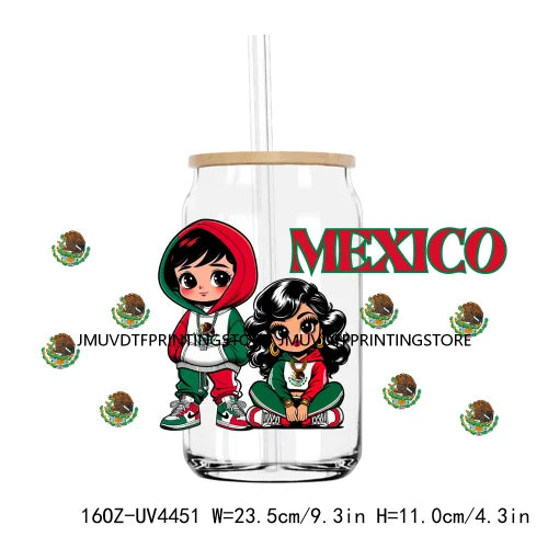 Cartoon Strawberry Girl 16OZ UV DTF Cup Wrap Transfers Stickers Mexican Custom Labels DIY Waterproof Logo For Libbey Glass Can