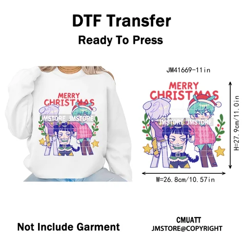 Christmas Kpop Holiday Idol Santa Holly Jolly Merry Christmas Iron on DTF Washable Transfers Stickers Ready to Press for Textile
