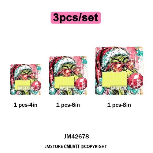 Cartoon Christmas Club Snow Winter Vibes Holly Jolly Santa Iron on DTF Washable Transfers Stickers Ready to Press for Clothing