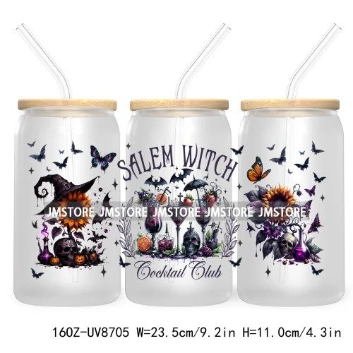 Witching Hour Cocktail Club 16OZ UV DTF Cup Wrap Transfer Stickers Halloween Custom Labels Waterproof Logo For Libbey Glass Can