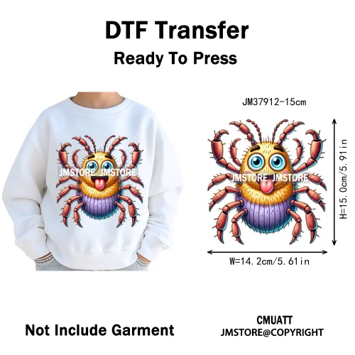 15cm 5.9in Funny Dog Cat Spider Fish Cartoon Animal Lover Kids Washable Iron on DTF Transfer Stickers Ready to Press for Clothes