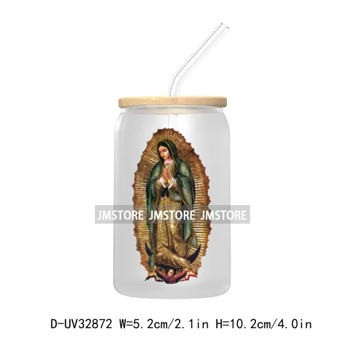 San Judas Tadeo Roses Praying Hands Mexican Woman UV Sticker Decals For Libbey Cold Cup Mug Tumbler Transfer Stickers Waterproof