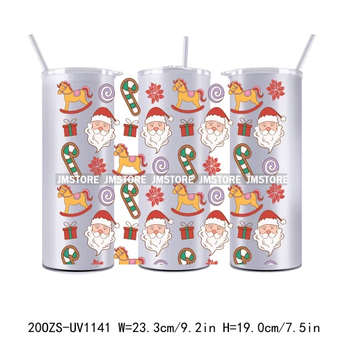 Christmas Gingerbread Reindeer 20OZ Tumbler Wraps Ready To Ship UV DTF Transfer Stickers Waterproof Prints For Skinny Tumbler