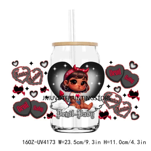 Spanish Mexican Valentines Day Couple UV DTF Sticker For 16OZ Libbey Glass Cup Can Wrap Transfer Sticker Custom Labels DIY Logo