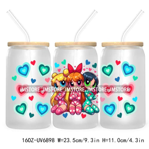 Cartoon Mouse Princess Friends 16OZ UV DTF Cup Wrap Transfers Stickers For Libbey Glass Can Cups Tumbler Waterproof Craft