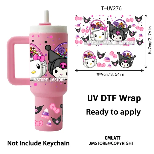 Halloween Nightmare Cartoon Characters UV DTF Mini Tumbler Keychain Wraps Ready To Apply Transfer Stickers Waterproof Decals