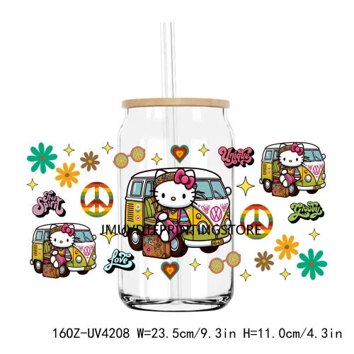 Cartoon Couple 16OZ UV DTF Cup Wrap Transfers Stickers Mouse And Friends Custom Labels DIY Waterproof Logo For Libbey Glass Can