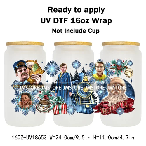 Christmas Movie Characters UV DTF Cup Wrap Ready To Apply Transfer Stickers Waterproof 16OZ Tumbler Wraps For Libbey Glass Can