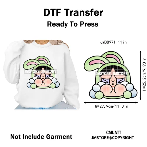Cute Cry Tears Sad Girls Cartoon Dolls Love Designs Iron on DTF Washable Heat Transfers Stickers Ready to Press for Clothes Bags