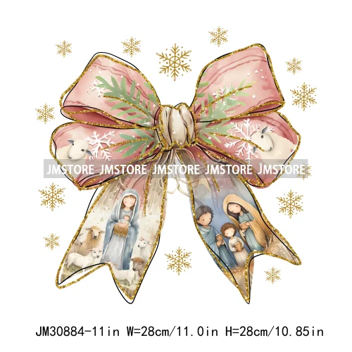 New Bible Verse Coquette Baby Jesus Joy Christian Christmas Season Iron On DTF Transfers Stickers Ready To Press For Clothing