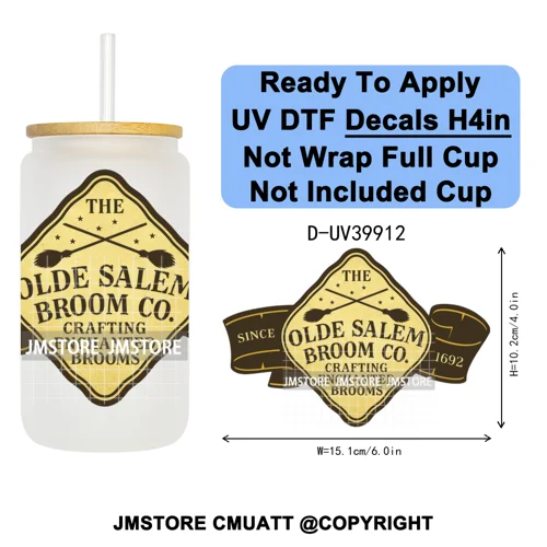 Spooky Halloween Witch Brew Bottle Label Set UV DTF Transfer Stickers Decals Ready To Apply Waterproof For 16OZ Libbey Glass Can