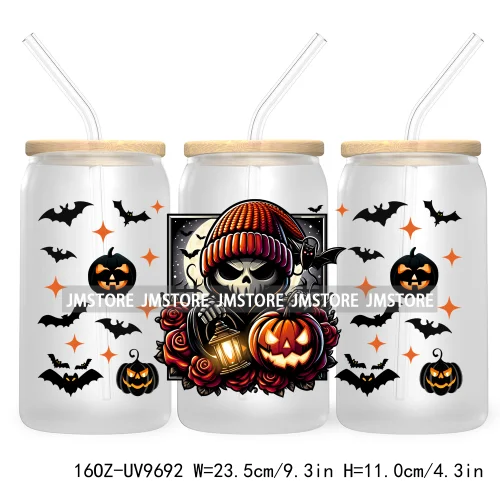 Halloween Spooky Bat Cartoon Character 16OZ UV DTF Cup Wrap Transfer Stickers Custom Labels Waterproof Logo For Libbey Glass Can