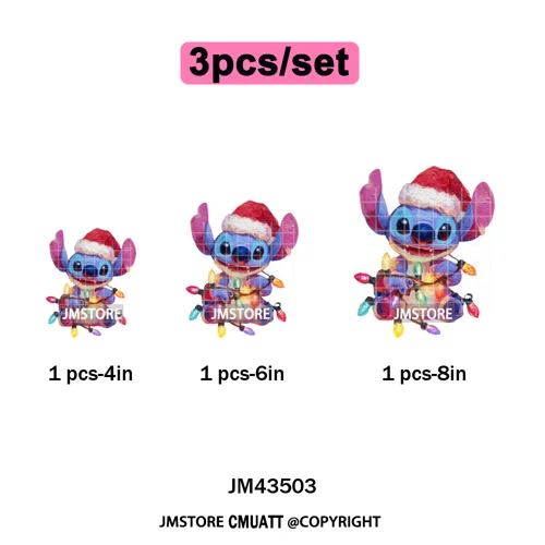 Cute Cartoon Characters Merry Christmas Holiday Gifts Xmas Iron on Washable DTF Heat Transfer Sticker Ready to Press for Clothes