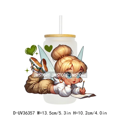 Princess Reading Book Lover UV Sticker Decals For Libbey Cold Cups Mugs Tumbler Transfer Stickers Waterproof High Quality Labels