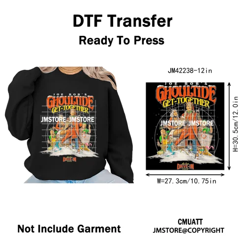Funny Halftone Movie Series Killer Halloween Spooky Season Iron on DTF Washable Transfers Stickers Ready to Press for T-shirts