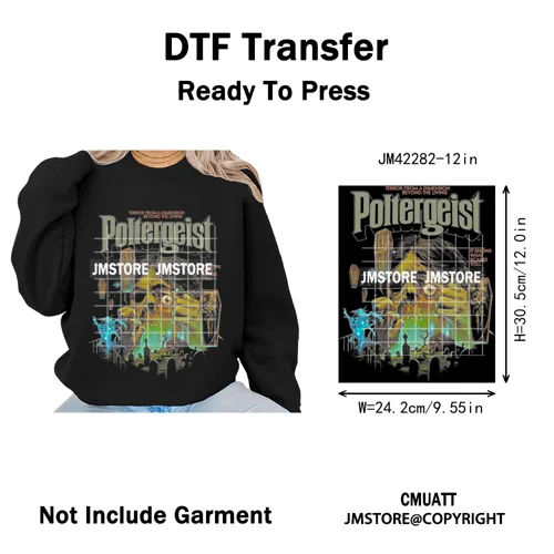 Horror Characters Halftone Movie Shows Scary Halloween Vibes Iron on DTF Washable Transfers Stickers Ready to Press for Clothing
