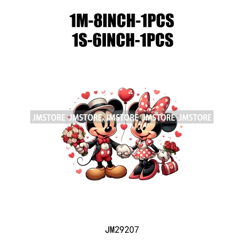 Happy Valentine's Day Cartoon Character Mouse Animal Cupid Love Heart DTF Iron On Transfers Stickers Ready To Press For T-shirts