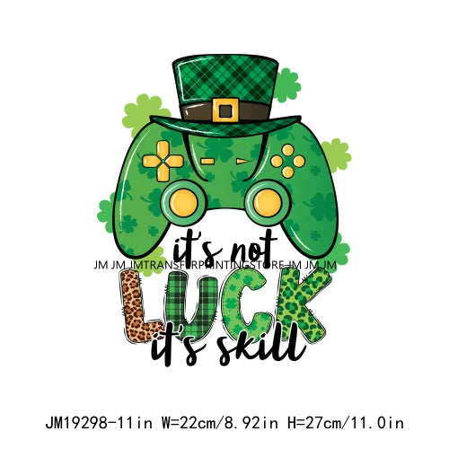 DIY Peace Love Luck Happy St Patrick's Day Design Printing Feeling Lucky Green Shamrocks DTF Transfer Stickers For Clothing