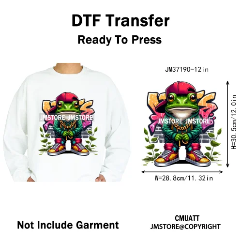 12in Street Snarl Savage Animal King Graffiti Urban Bear Bunny Cat Dog Iron on DTF Transfers Stickers Ready to Press for Clothes