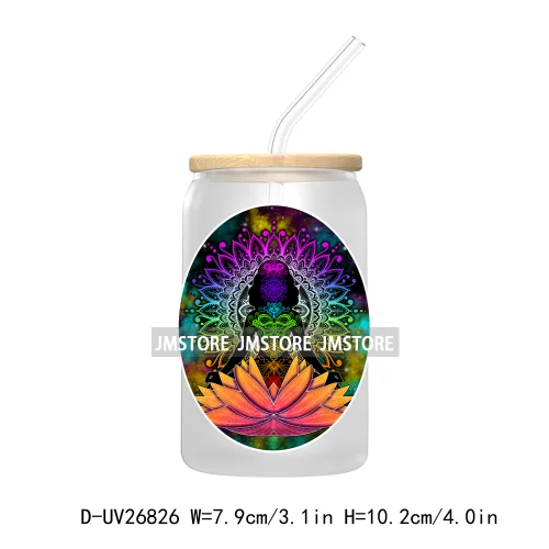 Yoga Serenity Art Mandalas Meditation UV DTF Transfers Stickers Decals For Libbey Cold Cups Mugs Tumbler Waterproof DIY Craft