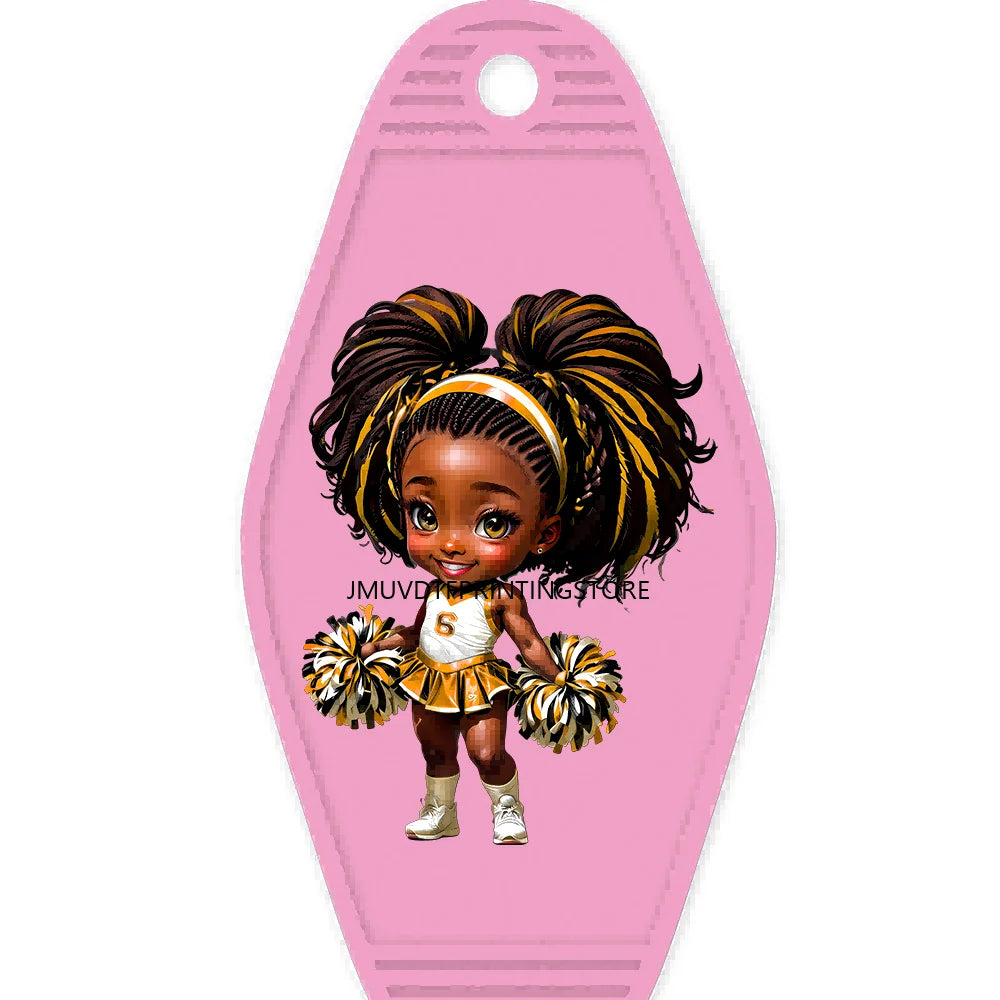 Sport Football Player High Quality WaterProof UV DTF Sticker For Motel Hotel Keychain Black Afro Girls