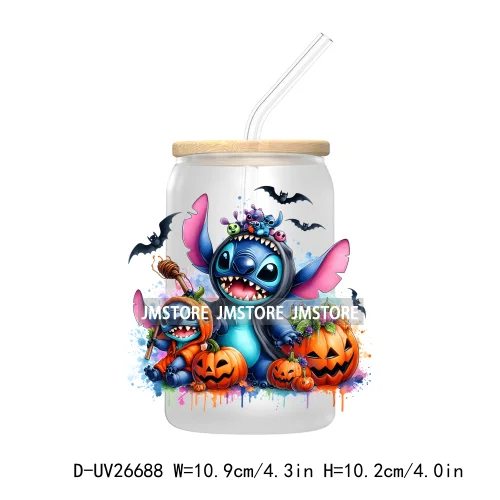 Cartoon Mouse And Friends Halloween Pumpkin UV DTF Transfer Stickers Decals For Libbey Cold Cups Mugs Tumbler Custom Labels Fall