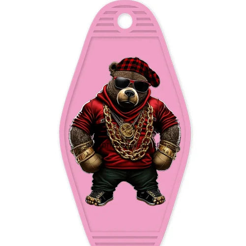 Cool Hustle Dog With Money High Quality WaterProof UV DTF Sticker For Motel Hotel Keychain Urban Street Teddy Bear