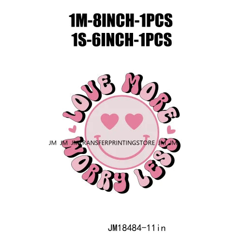 Iron On Love More Cupid Vibes Transfer Decals Self Love Club Pink XOXO Valentine's Day DTF Heat Press Stickers For Clothing Bags