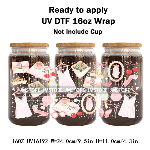 Books Coffee Coquette Fruits Girly 16OZ UV DTF Cup Wrap Ready To Apply Waterproof Transfer Stickers For Libbey Glass Can Tumbler