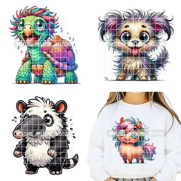 15cm 5.9in Kids Quirky Safari Cartoon Animal Iron On Transfers Stickers For Clothing DTF Printed Appliques Washable T-Shirts