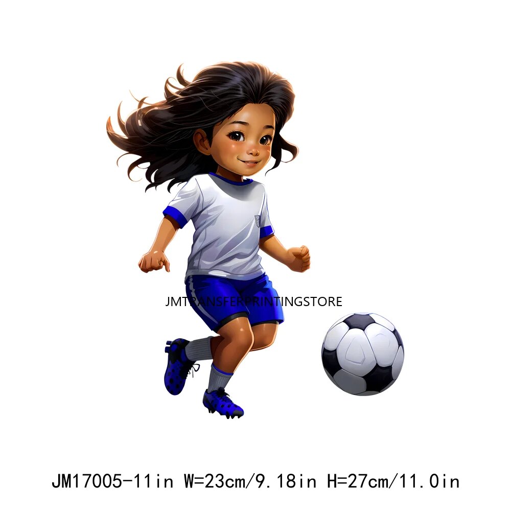 Afro Cut Sport Girl Football Baseball Sticker Heat Press American Afro Sport Kids DTF Transfers For Bags Hoodies