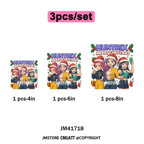 Holly Stars Gifts Happy Kpop Christmas Vibes Winter Holiday Iron on DTF Washable Transfers Stickers Ready to Press for Hoodies