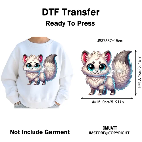 15cm 5.9in Kid Cute Silly Baby Pet Animal Iron On DTF Heat Transfer Sticker For Clothes Vinyl Thermal Washable T-Shirts Decals