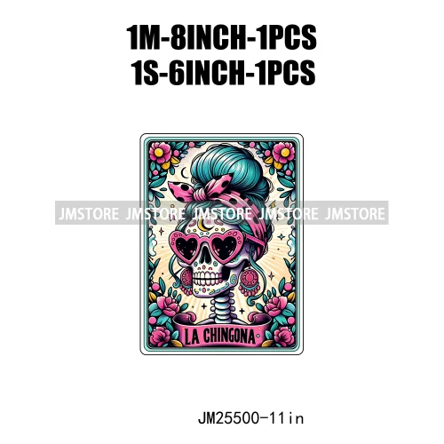 New Drama Queen Teacher Reader Smoker Flower Skull Humor Gothic Tarot Card DTF Iron On Heat Press Transfer Stickers For Clothing