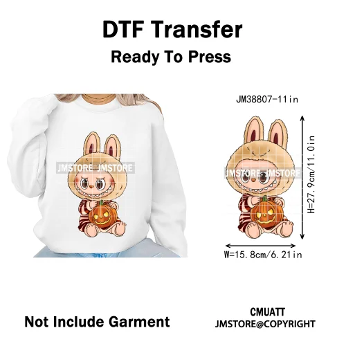 Sorat Sweet Sorat Spooky Cartoon Monster Halloween Designs Iron on DTF Washable Transfers Stickers Ready to Press for Hoodies