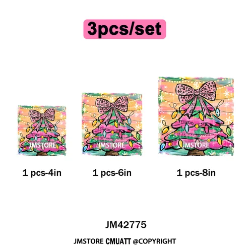 Preppy Brushstroke Gingerbread Santa Bow Tree Merry Christmas Girly Iron on DTF Transfers Stickers Ready to Press for T-shirts
