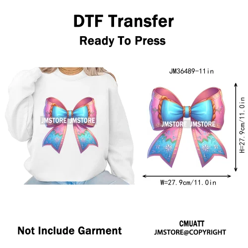 Colorful Princess Vibes Coquette Girly Kids Pastel Bows Printed Decals Iron on DTF Transfer Stickers Ready to Press for Clothes