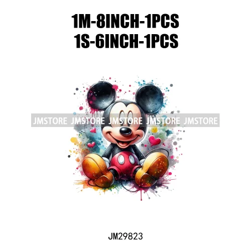 Colorful Splashing Cartoon Characters Friends Printing Iron On DTF Transfers Stickers Ready To Press For Sweatshirt Bags