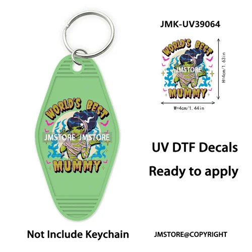 Halloween Horror Movies Witch Girl UV DTF Motel Keychain Decal Ready To Ship Durable Transfer Stickers Prints For Hotel Keychain
