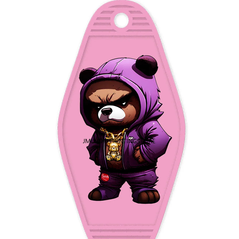 Cool Cartoon Animals High Quality WaterProof UV DTF Sticker For Motel Hotel Keychain Hip Pop Panda Bears