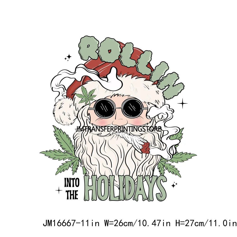 DTF Wonderful Year Ho Ho Merry Christmas Washable Sticker Rollin Into The Holidays Everything Merry Bright Transfer For T-Shirts