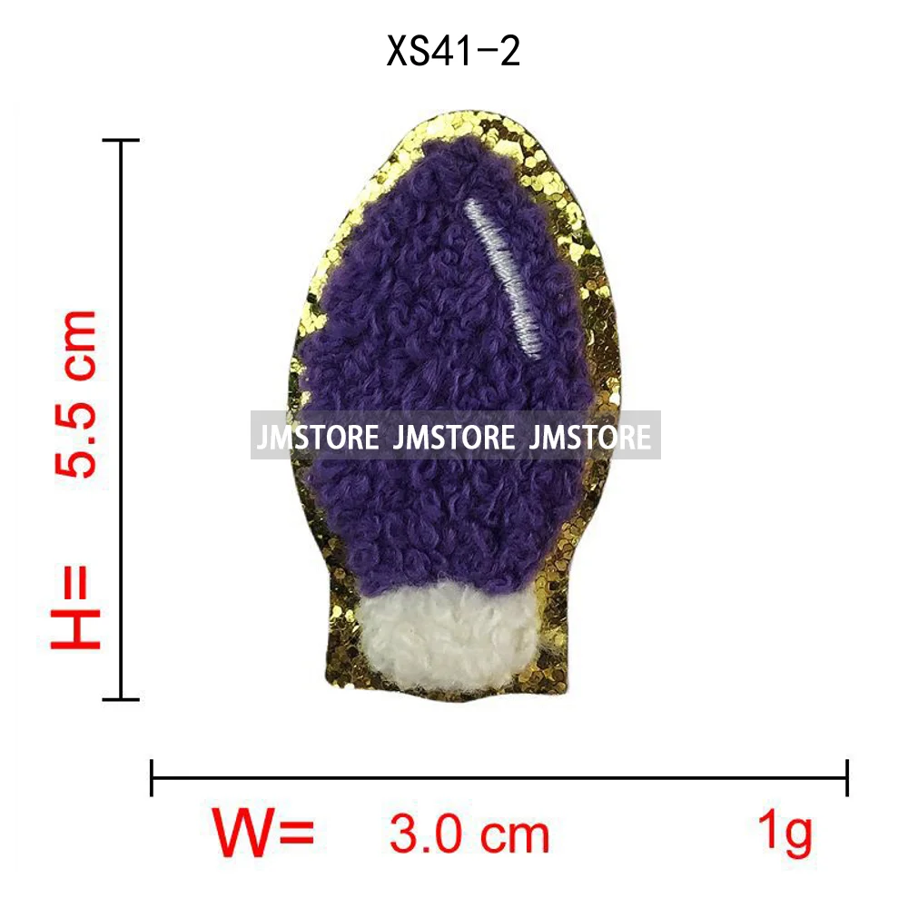 Sequin Christmas Light Bulbs Beads Decorate Holiday Vibes Chenille Applique Iron on Heat Press Patches for Sweatshirt Bags