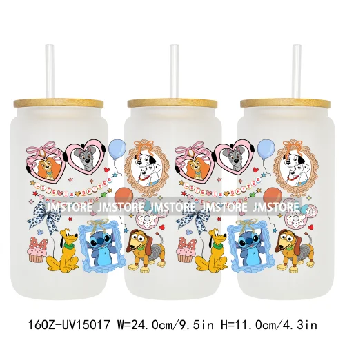 Magical Mirror Cartoon Coquette Bow 16OZ UV DTF Cup Wraps Ready To Apply Waterproof Transfer Stickers For Libbey Glass Can Mugs