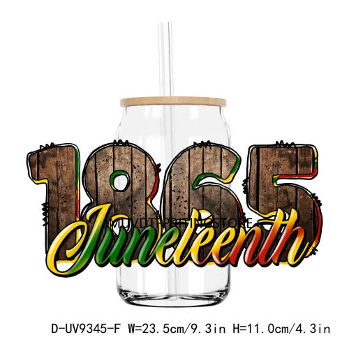 Celebrate 1865 Juneteenth Hope UV DTF Transfer Stickers Decals For Libbey Cold Cups Mug Tumbler Waterproof DIY Craft Black Power