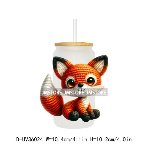 New Knitted Baby Animals UV Sticker Decals For Libbey Cold Cups Mugs Tumbler Transfer Stickers Waterproof High Quality Labels