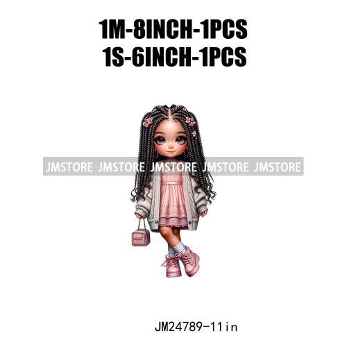 Washable Fashion Dreadlocks Cozy Casual School Chibi Girls Designs Iron On Heat Press DTF Transfer Stickers For Clothing Bags